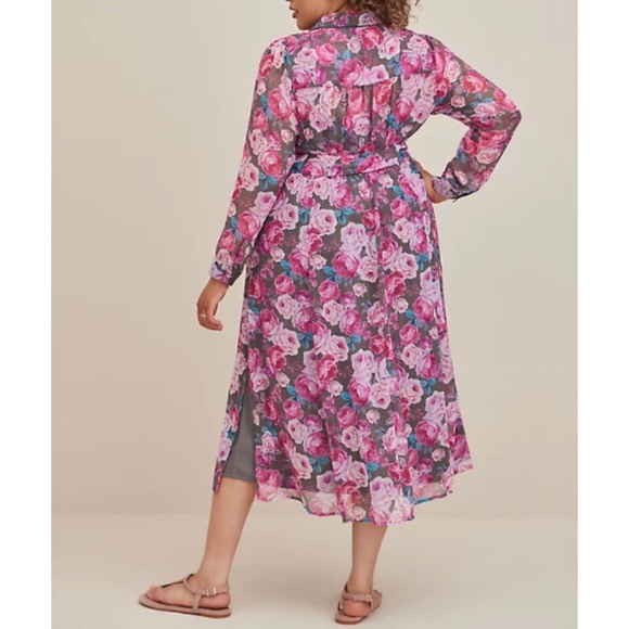 🆕 Floral Maxi Woven Shirt Dress 2 2X 18 20 NWT Torrid New! - Picture 2 of 6